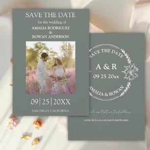 Save The Date Fleurs de prairie Sirocco Green Photo Enregistrer 