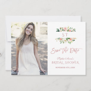 Save The Date Fleurs de rose dorée rose pour mariage
