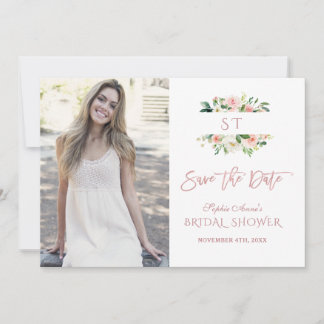 Save The Date Fleurs de rose dorée rose pour mariage