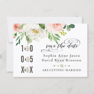 Save The Date Fleurs de teinte rose en aquarelle et écriture man