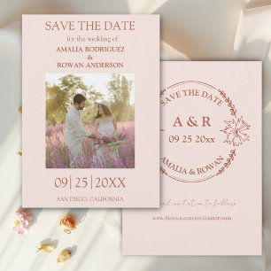 Save The Date Fleurs des prés Photo Rose mystère Enregistrer la
