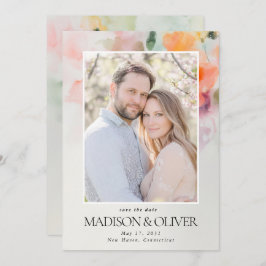 Save The Date Fleurs d'été romantiques Code QR Mariage photo