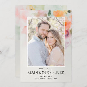 Save The Date Fleurs d'été romantiques Code QR Mariage photo