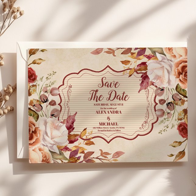 Save The Date Fleurs en terre cuite rouille Mariage de automne o (Créateur téléchargé)