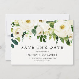 Save The Date Fleurs florantes blanches Élégantes Toutes les sai