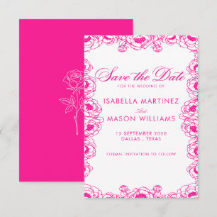 Save The Date Fleurs fuchsia électriques classiques pour sauver