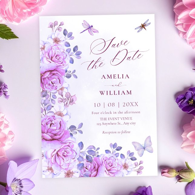 Save The Date Fleurs libellule (Créateur téléchargé)