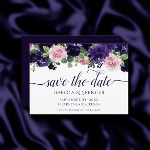 Save The Date Fleurs luxuriantes   Garland de rose violet et ros