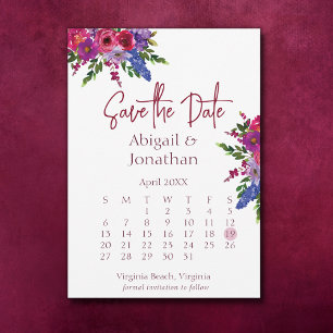 Save The Date Fleurs magenta et violet Mariage floral