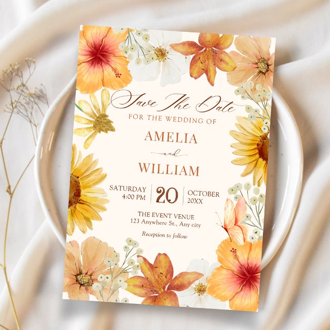Save The Date Fleurs orange (Créateur téléchargé)
