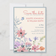 Fleurs papillon mariage pastel aquarelle