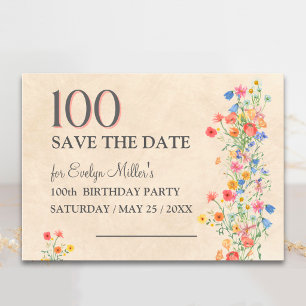 Save The Date Fleurs pour 100e anniversaire – Élégantes fleurs s