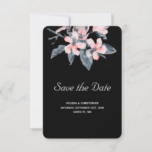 Save The Date Fleurs rose et gris Mariage Aquarelle classique