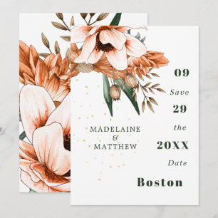 Save The Date Fleurs Rustiques Terracotta Or Élégant Chic