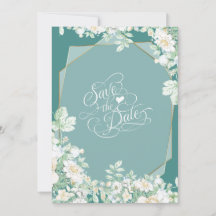 Save the date | Fleurs sauvages et baies géométriq