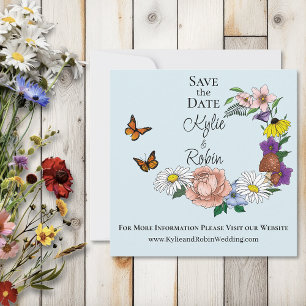 Save The Date Fleurs sauvages Floral Blue Champhrooms Mariage