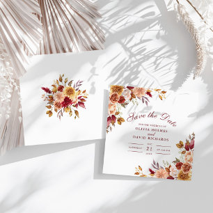 Save The Date Fleurs Sauvages Mariage Terracotta Orange Brûlé Mo