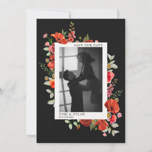 Save The Date Fleurs sauvages Photo de mariage sombre Enregistre