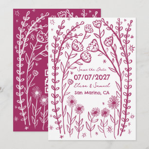 Save The Date Fleurs Sauvages Vignes Mariage Enregistrer la Date