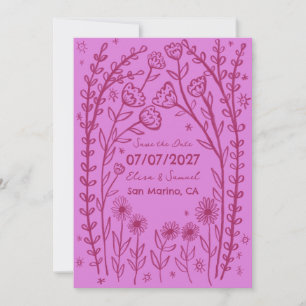 Save The Date Fleurs Sauvages Vignes Mariage Enregistrez la Date