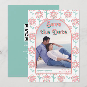 Save The Date fleurs super roses et d'aqua les années 70 photo i