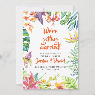 Save The Date Fleurs Tropicales Aquarelle Chic Enregistrer la Da