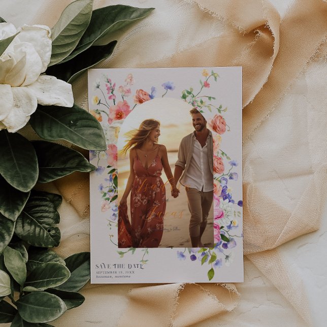 Save The Date Flirt Floral Meadow | Photo Mariage d'été (Créateur téléchargé)