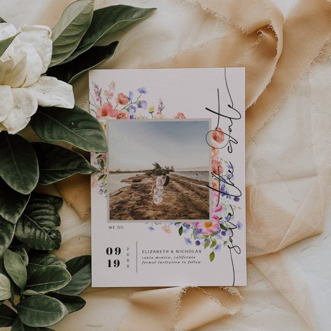 Save The Date Flirt Floral Meadow | Photo Mariage d'été (Créateur téléchargé)