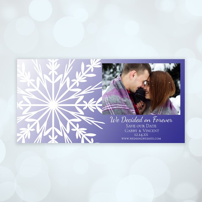 Save The Date Flocon de neige blanc sur Mariage hivernal violet (Créateur téléchargé)