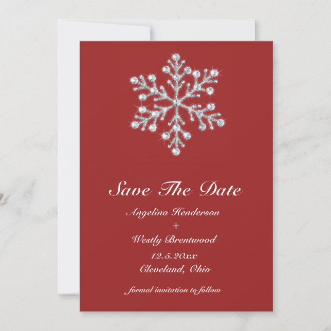 Save The Date Flocon de neige d'hiver Enregistrer la date (Devant)