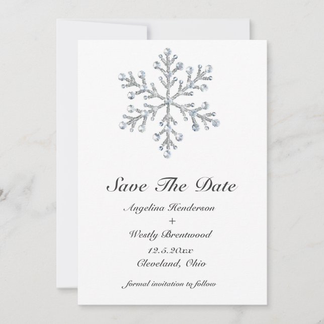 Save The Date Flocon de neige d'hiver Enregistrer la date (Devant)