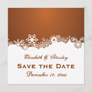 Save The Date Flocon de neige mariage d'hiver marron Enregistrer