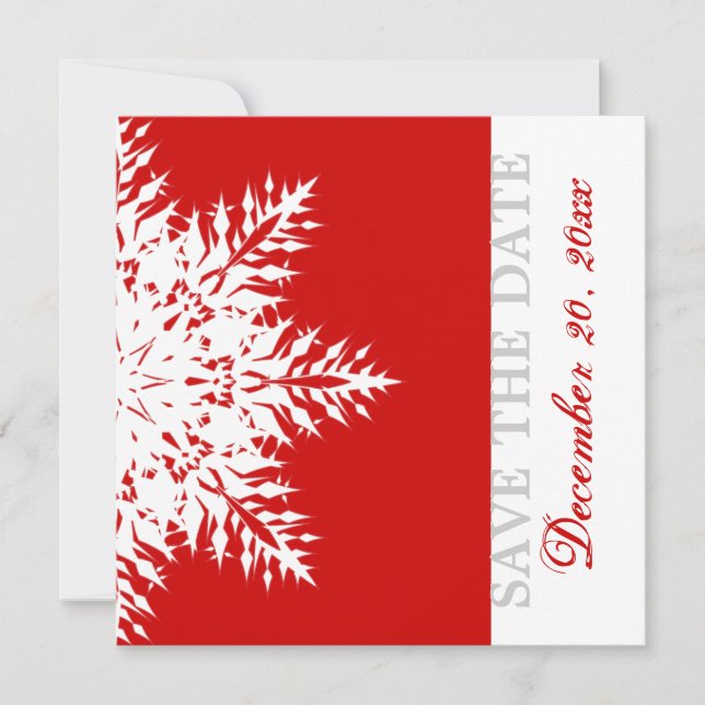 Save The Date Flocon de neige rouge mariage d'hiver Enregistrer  (Devant)