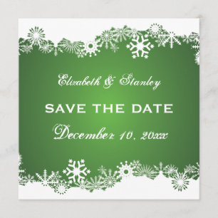Save The Date Flocon de neige vert blanc mariage d'hiver Enregis