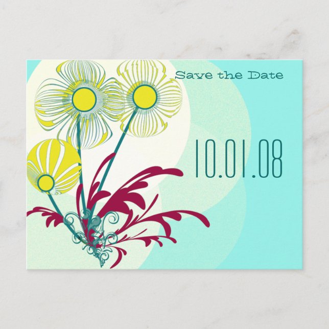 Save the Date Floral Ankündigungspostkarte (Vorderseite)