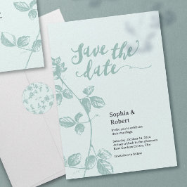 Save The Date Floral bleu rustique