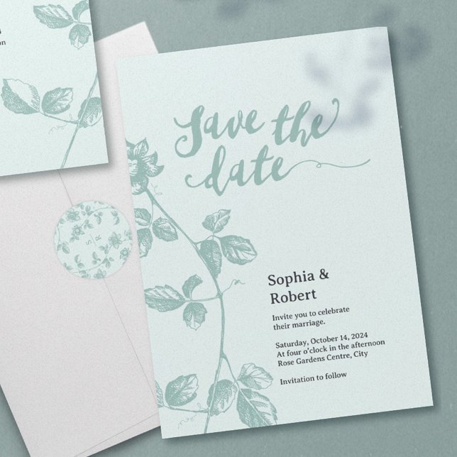 Save The Date Floral bleu rustique (Rustic Whimsical Floral Wedding Save the date)