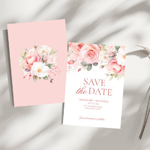 Save The Date Floral Blush Mariage rose