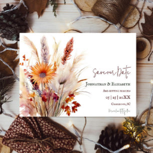 Save The Date Floral Boho d'automne   Blanc Enregistrer La Date