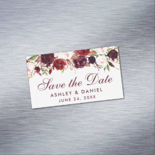 Save the Date Floral Burgundy Mini Magnet