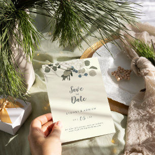 Save The Date Floral d'hiver   Mariage en ivoire Enregistrer la 