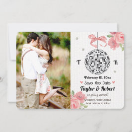 Save The Date Floral Disco Ball Wedding Enregistrer la date