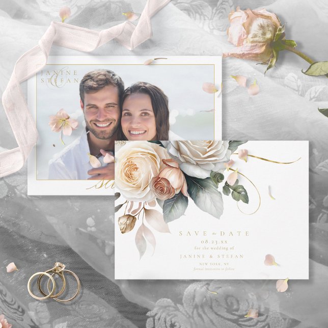 Save The Date Floral Drama Mariage Photo Green ID1022 (Créateur téléchargé)