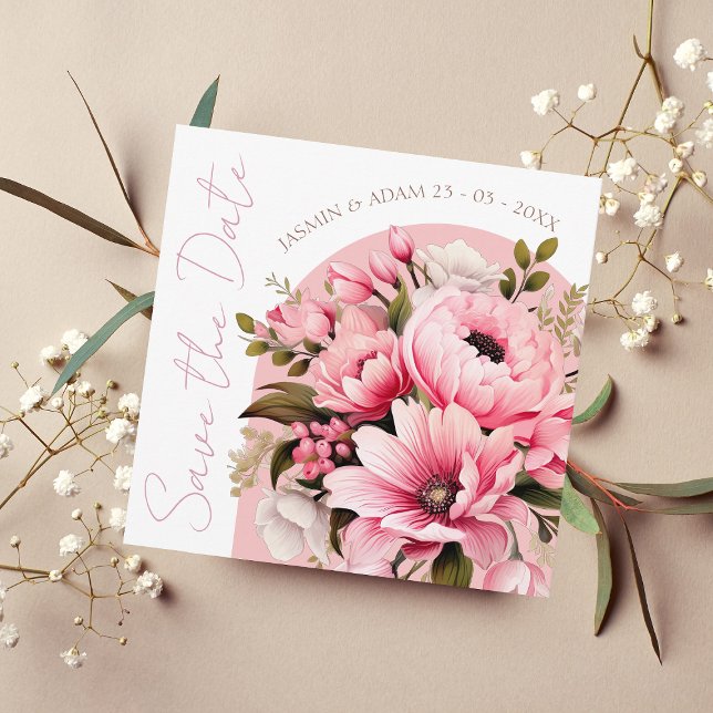 Save The Date Floral Dusty rose Fleur sauvage Jardin d'été maria (Créateur téléchargé)