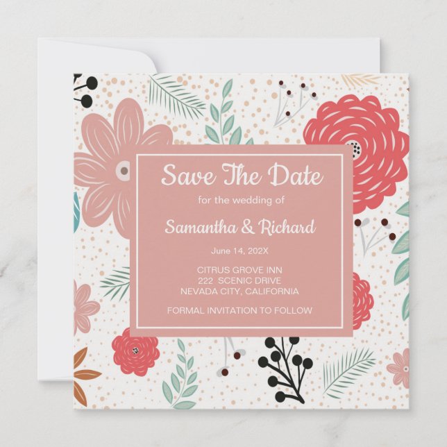 Save The Date Floral Enregistrer La Date (Devant)