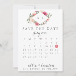 Save The Date Floral Enregistrer le calendrier des dates