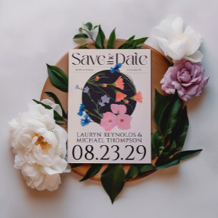 Save The Date Floral Fleur sauvage circulaire unique d'inspirati