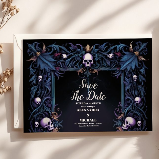 Save The Date Floral Gothique Mariage d'Halloween (Créateur téléchargé)