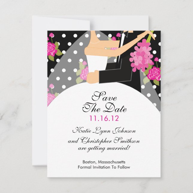 Save The Date Floral Mariée & Salle Enregistrer La Date Invitati (Devant)