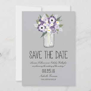 Save The Date Floral Mason Jar Enregistrer la date